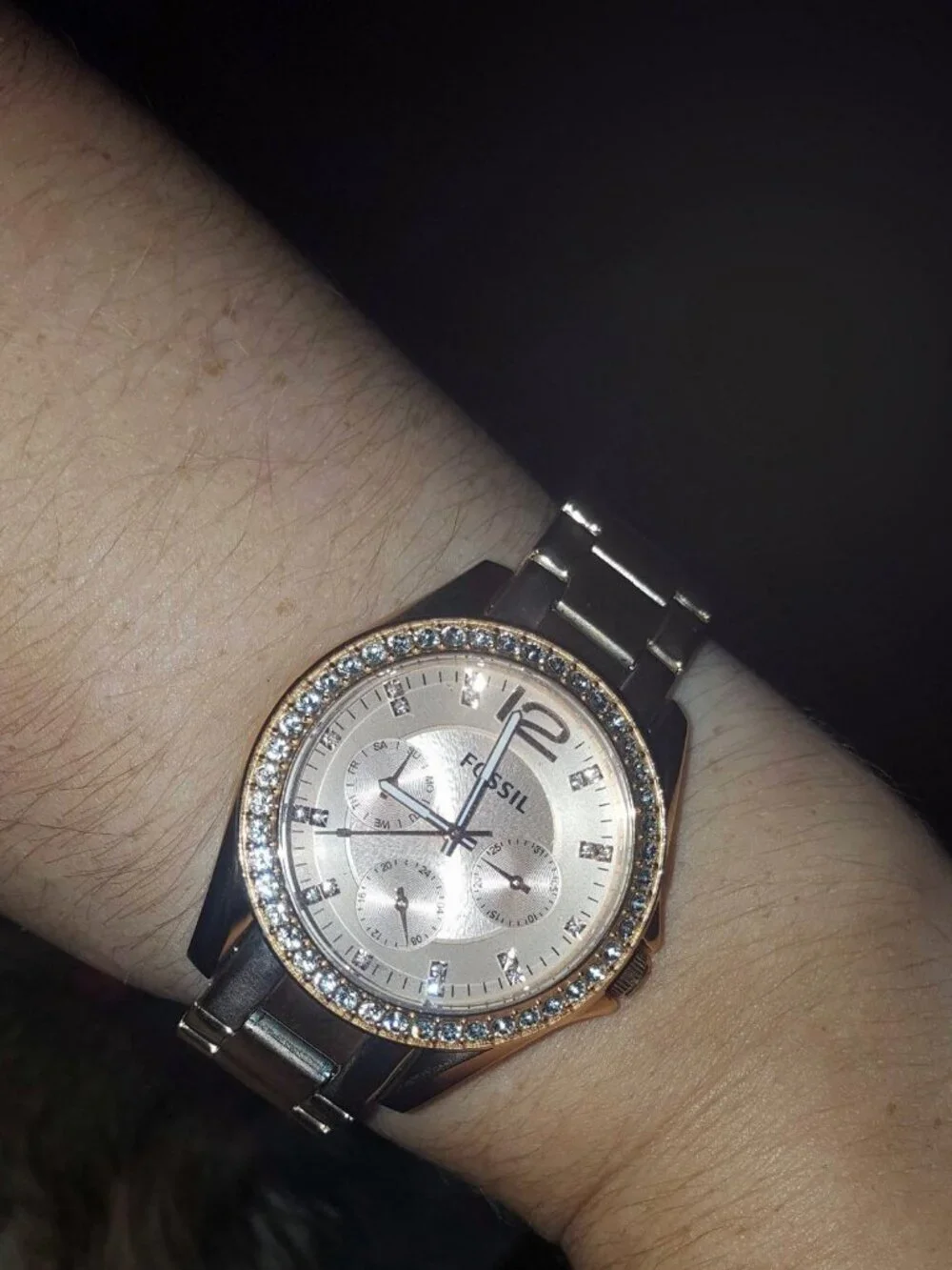 Fossil Women's Rose Gold Analog Quartz Riley Stainless Steel Multifunction Watch